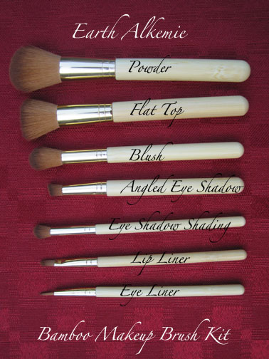 Earth Alkemie Bamboo Brush Kit Brushes side by side